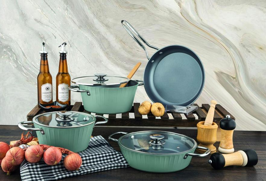 Rozi Lionte Collection 7-Piece Non-Stick Granite Cookware Set – Suitable for Induction Hobs
