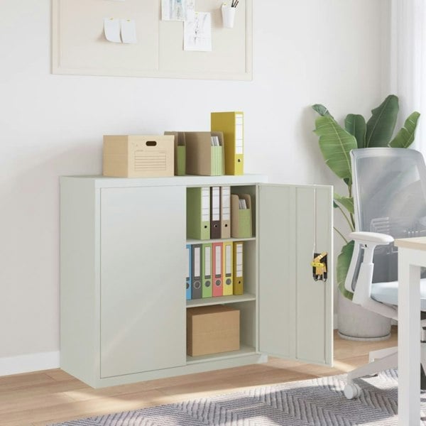 Berkfield Office Cabinet with 2 Doors Grey 90 cm Steel