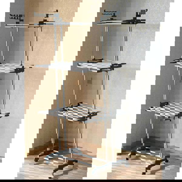 Gr8 Home Large Tower Clothes Airer 3 Tier Folding Drying Rack Towel Dryer Laundry Horse