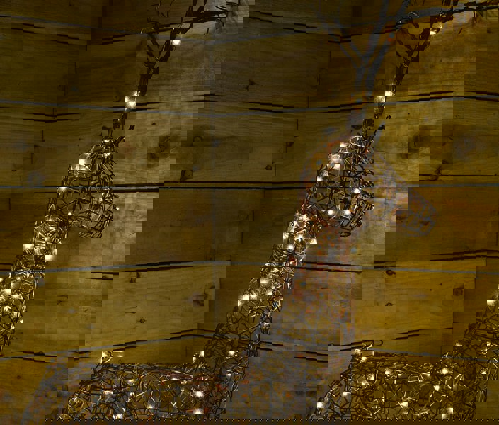 Samuel Alexander 1m (53") Brown Outdoor Standing Wicker Reindeer Decoration With LED Lights