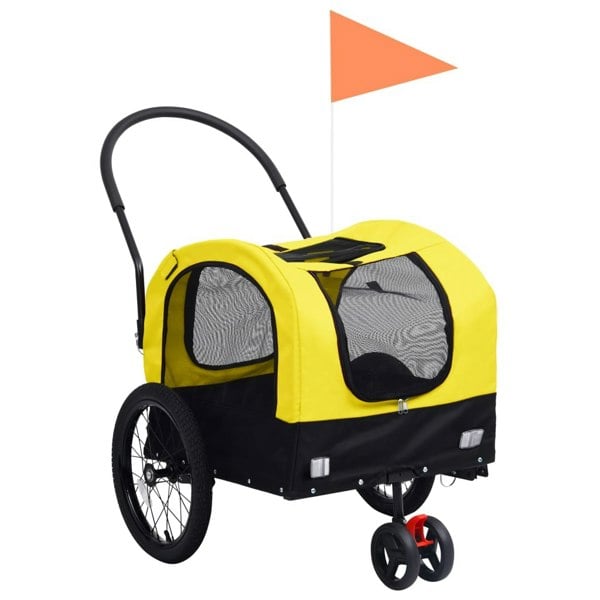 Berkfield 2-in-1 Pet Bike Trailer & Jogging Stroller Yellow and Black