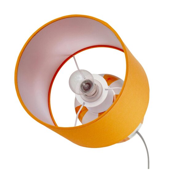 Happy Homewares Hand Brushed Orange Striped Ceramic Table Lamp with Drum Fabric Shade