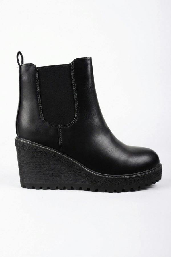 Edie Wedge Sole Chelsea Ankle Boots - Black