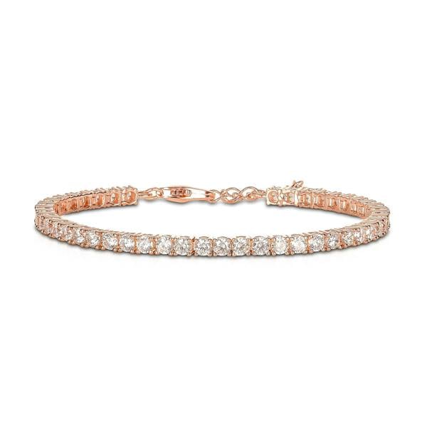 namana Rose Gold Plated 925 Sterling Silver Tennis Bracelet with 3mm Cubic Zirconia For Women