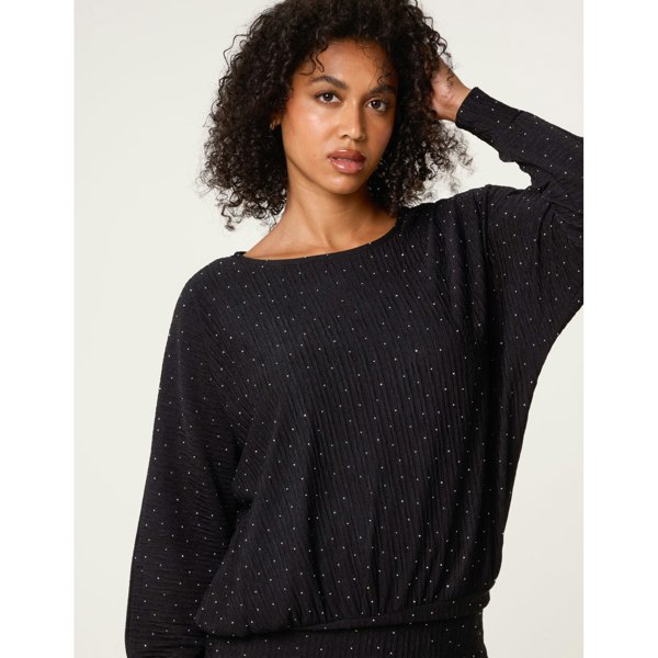 Blue Vanilla Rhinestone Batwing Top