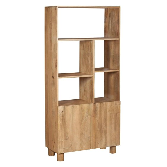 Wyld Haus Buffalo Natural Mango Wood Bookcase with Two Door Cabinet