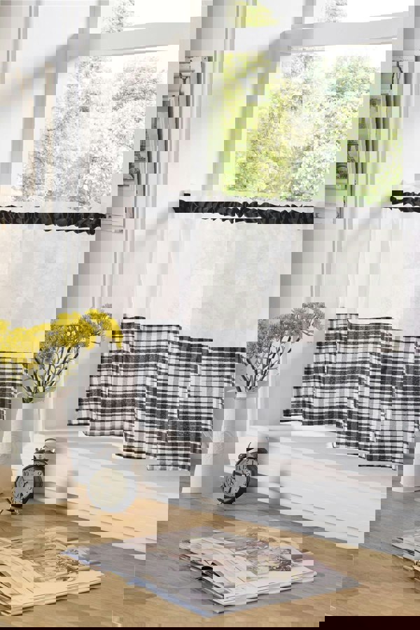 Alan Symonds Gingham Checked Kitchen Voile Curtain Café Panels