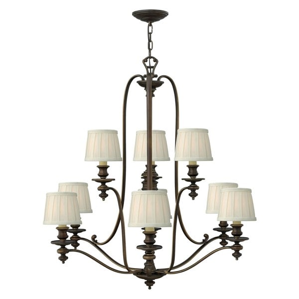 9 Bulb Chandelier Hanging Pendant LIght Royal Bronze LED E14 60W Bulb Loops
