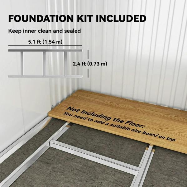 Foundation kit base frame for a metal shed, shown with inner floor platform.