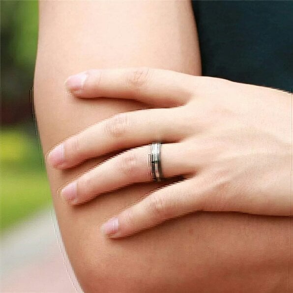 The Colourful Aura Stainless Steel Couple Black Rose Gold Wedding Band Promise Ring Set