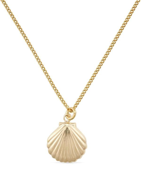Elk & Bloom Large Dainty 18K Gold Shell Clam Necklace