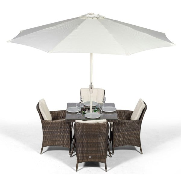 Giardino Savannah Square 4 Seater Patio Dining Set with Ice Bucket Drinks Cooler