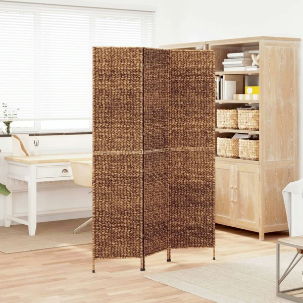 Berkfield Room Divider 3-Panel Brown 122x180 cm Water Hyacinth