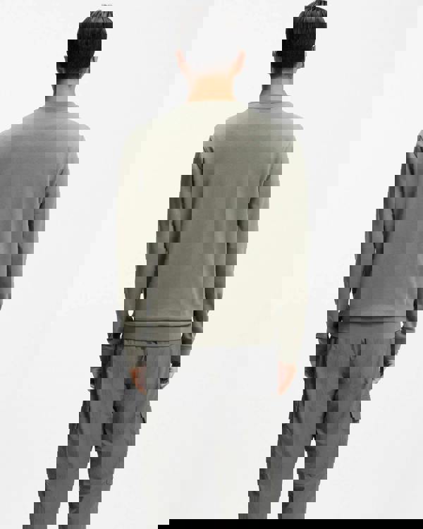 BOSS Orange Westart Mens Crew Neck Sweatshirt With Logo Patch - Open Grey 076 - CHO - Designer Mens Sweatshirts