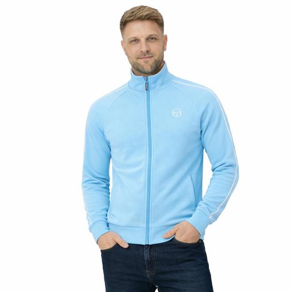 Sergio Tacchini Tasso Velour Track Top Jacket Baltic Sea/White