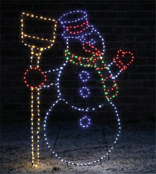 Scotts of Stow Xmas Haus Multicolour LED Snowman Outdoor Decoration Flash Bulbs and Timer