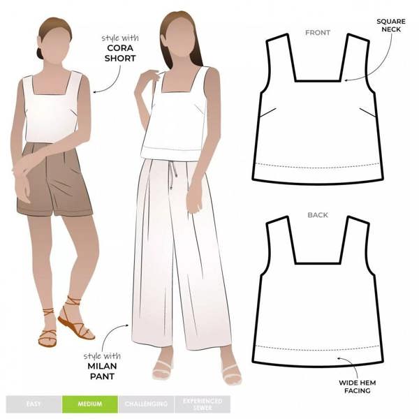 Style Arc Sewing Pattern Byron Top - Tops for Women - Easy