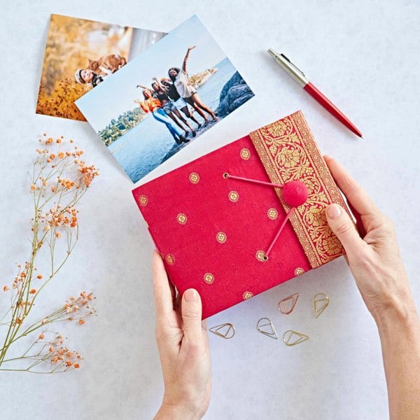 Paper High Small Sari Fabric Photo Album