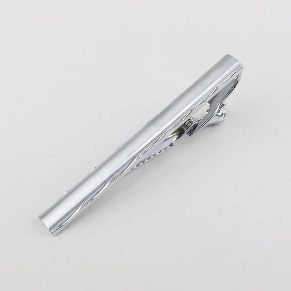 Sophos Waved Edge Tie Bar - Brushed Silver Finish