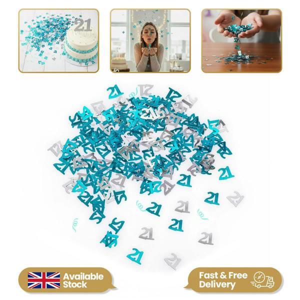 Blue & Silver Metallic Confetti Pack for 21st Birthday Table Decorations, 1 to 4 Pack Options image 1