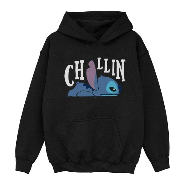 Disney Girls Lilo And Stitch Chillin Hoodie - Black