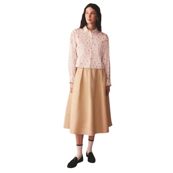 Cath Kidston Womens/Ladies Ditsy Floral Cotton Cropped Shirt - Cream/Red - 