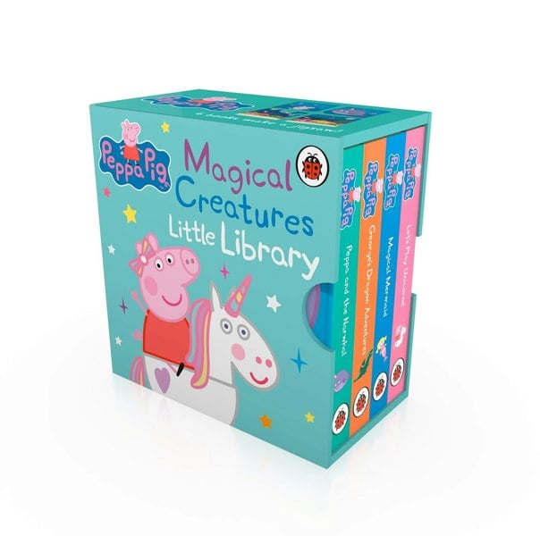 Peppa's Magical Creatures Little Library 4 Story Books Collection Box Set mermaids, unicorns, narwhals, dragons