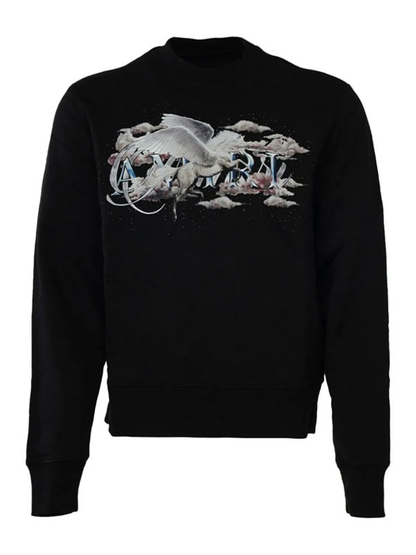 Amiri Pegasus Script Crewneck Sweatshirt – Black