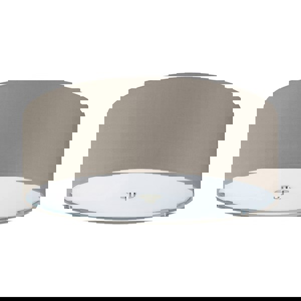 EGLO Pasteri 3-Light Taupe Fabric Flush Ceiling Light