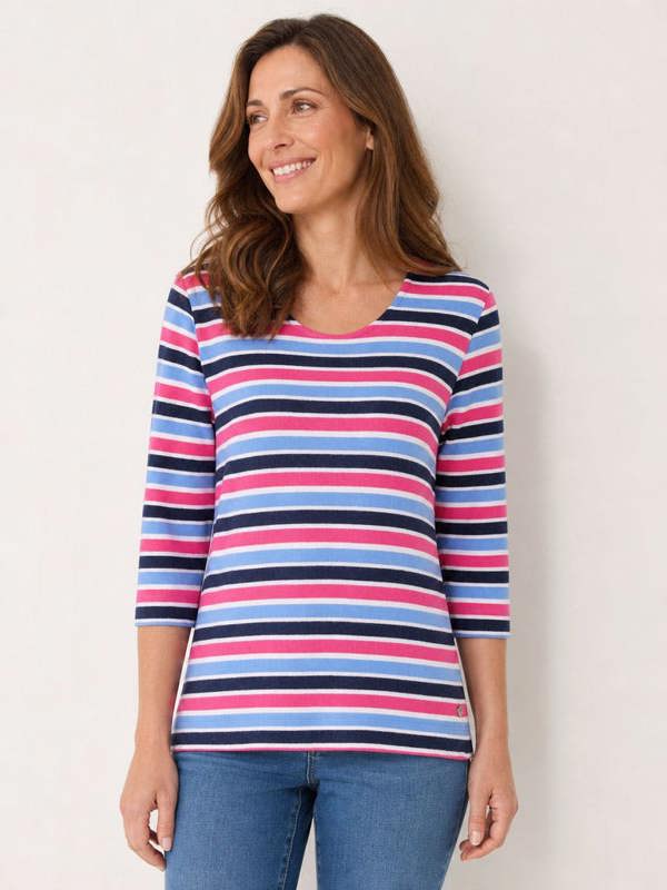 PennyPlain Striped Top - Ivory With Blues