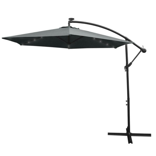 Monstershop Grey 3m LED Cantilever Parasol