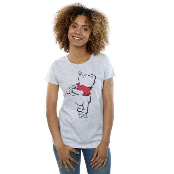 Disney Womens/Ladies Winnie The Pooh Drawing Cotton T-Shirt - Sports Grey