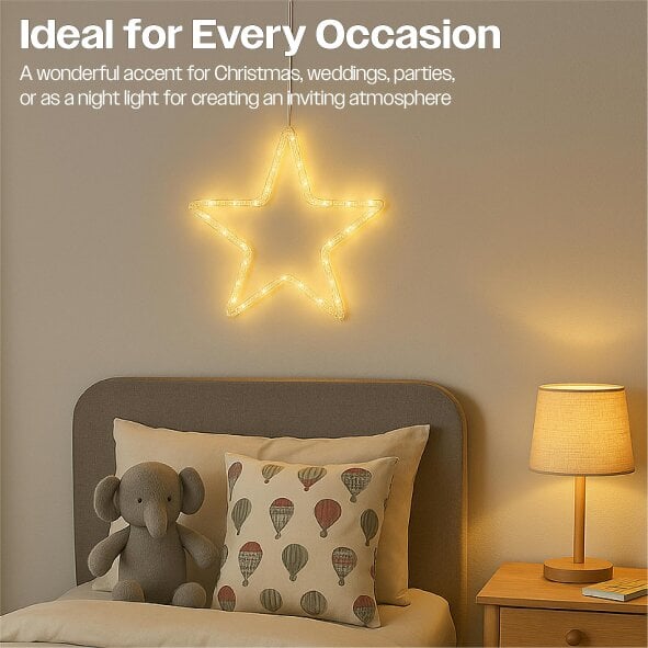 Scotts of Stow Xmas Haus Pre Lit 20 Warm White Micro LED Christmas Design Hanging Light Battery Timer Power Supply