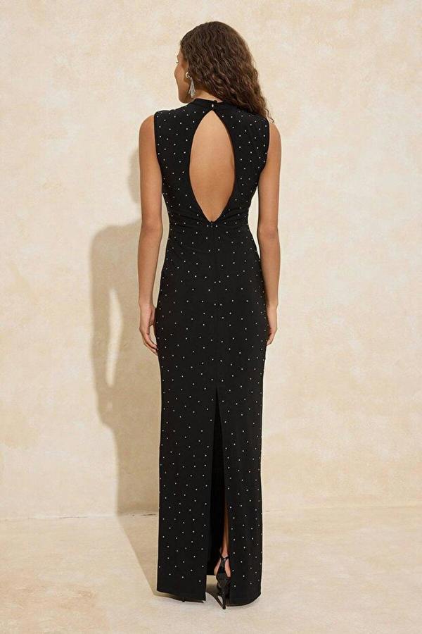 WOVCOR Stone Print Knitted Lined Evening Dress