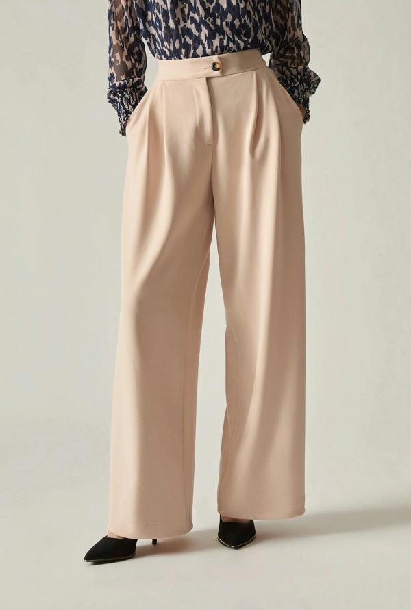 James Lakeland Cream Wide Leg Suit Trousers