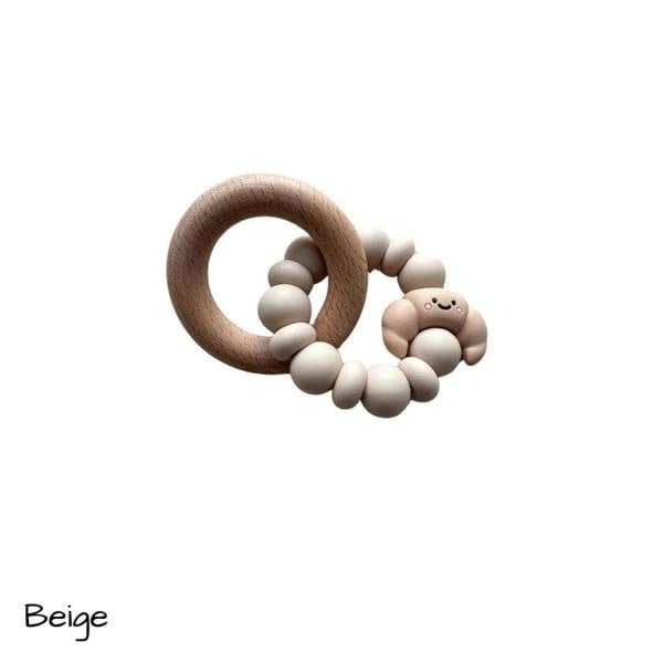 Chewies & More Chewies&more Wooden/Silicone Teething Rings - Croissant - Latte