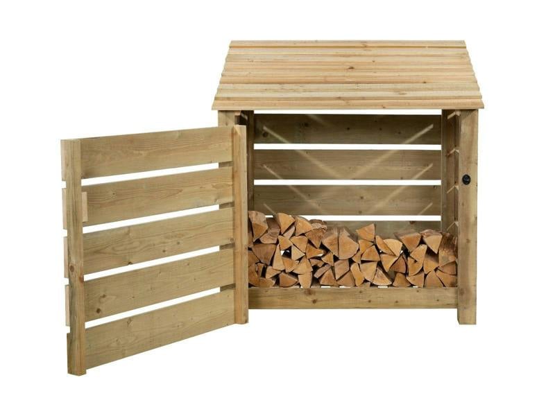 Arbor Garden Solutions Slatted Wooden Log Store with Door W-119cm, H-126cm Or 180cm, D-88cm