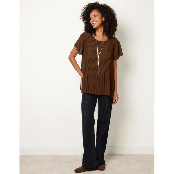 Blue Vanilla Pleated Short Sleeve Top