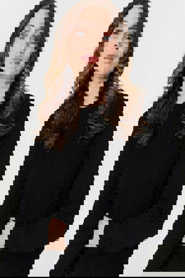 Black | Chevron Soft Knit Long Sleeve Jumper
