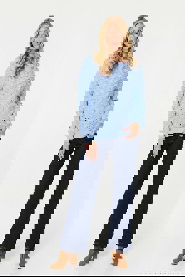 Light Blue | Textured Knit Relaxed Long Sleeve Jumper
