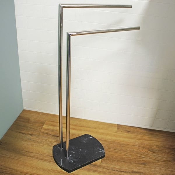 Showerdrape Octavia Grey Marble & Chrome Freestanding Towel Stand