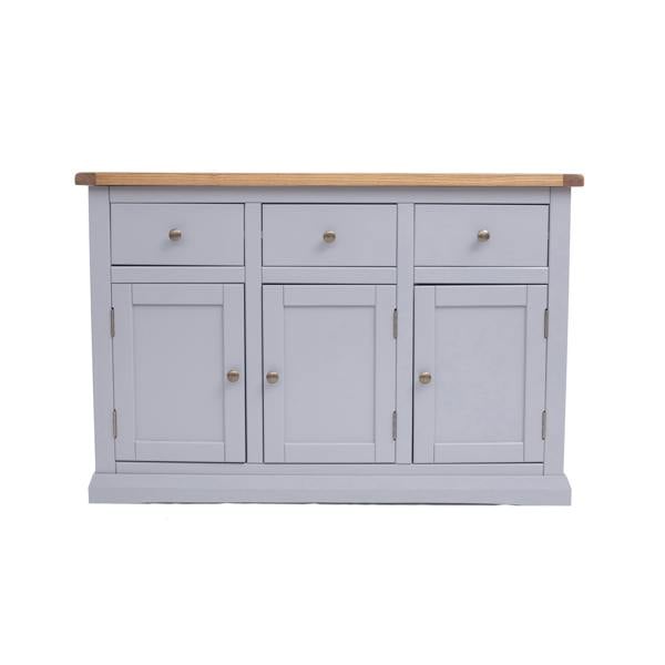 Rocca Grey 3 Drawer 3 Door Sideboard Brass Knob