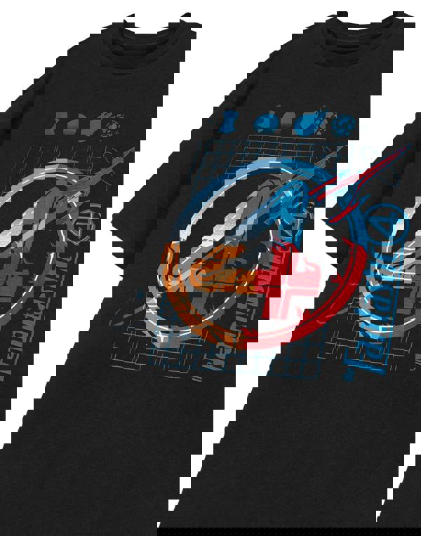 Marvel Grid Mens Black Fantastic Four Short Sleeved T-Shirt