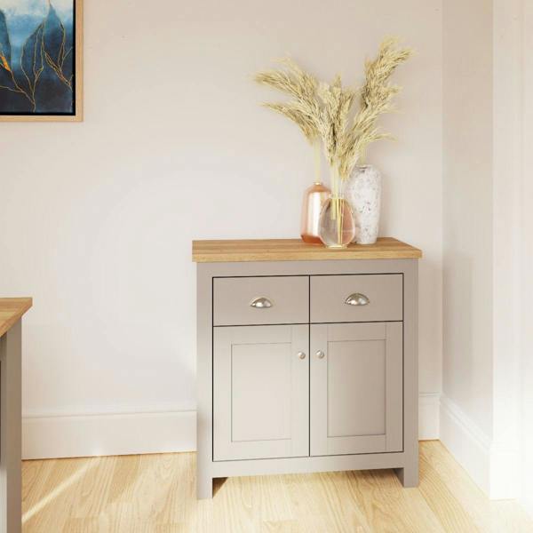 Timber Art Design Lisbon Compact 2 Door 2 Drawer Sideboard Storage Cabinet Cupboard
