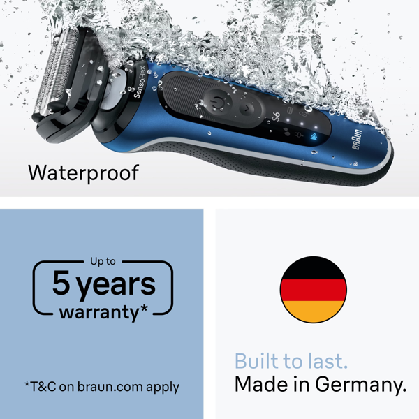 Braun Series 6 62-B1200S Electric Shaver, +1 Attachment - Blue