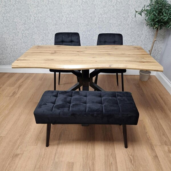 Kosy Koala Modern Dining Table Set with 2 Black Velvet Chairs and 1 Black Bench  Dining Room Furniture Set