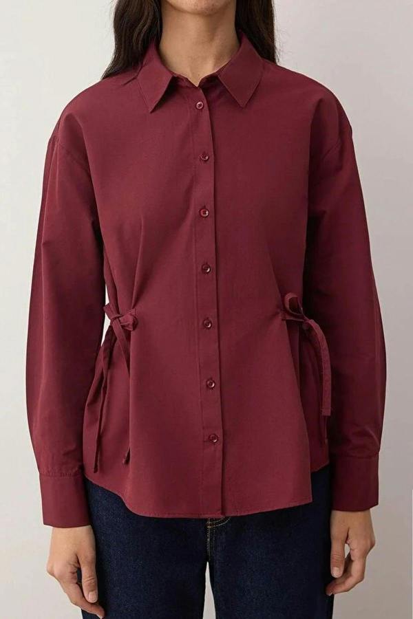 WOVCOR Regular Woven Shirt with Waist Ribbon Detail