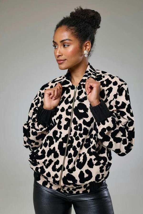 Lioness by TF Leopard Velvet Bomber Jacket