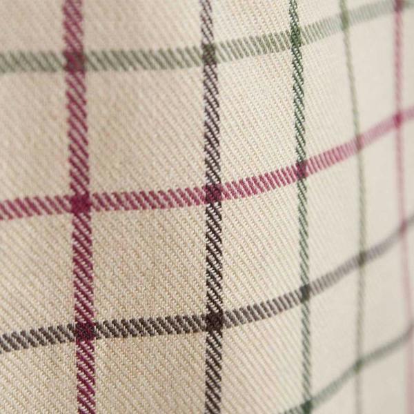 Close-up of the brushed cotton check fabric on the Rydale Gransmoor Mens Country Check Shirt in Lovat.