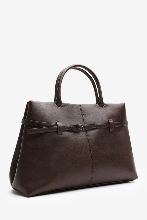 Where's That From Flores Luxury Structured Leather Tote Bag in Brown
